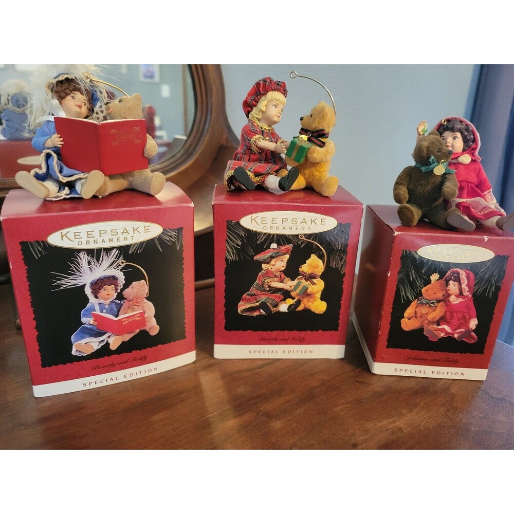 93' 94' 95' Special Edition Hallmark Teddy Ornaments